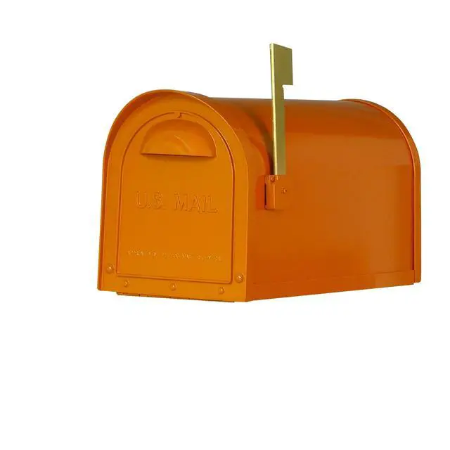 Alt view image 3 of 6 - Special Lite Modern Dylan Curbside Mailbox - Orange Aluminum Mailbox for Post Mount - SCD-1008-ORG