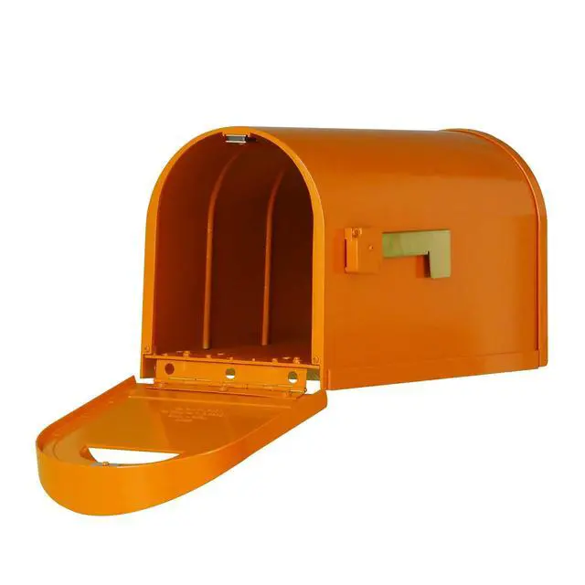 Alt view image 4 of 6 - Special Lite Modern Dylan Curbside Mailbox - Orange Aluminum Mailbox for Post Mount - SCD-1008-ORG