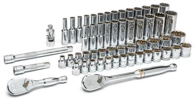 Main image of 57 Pc. 3/8" Drive 12 Pt. Mechanics Tool Set, Standard & Deep, SAE/Metric - 80551