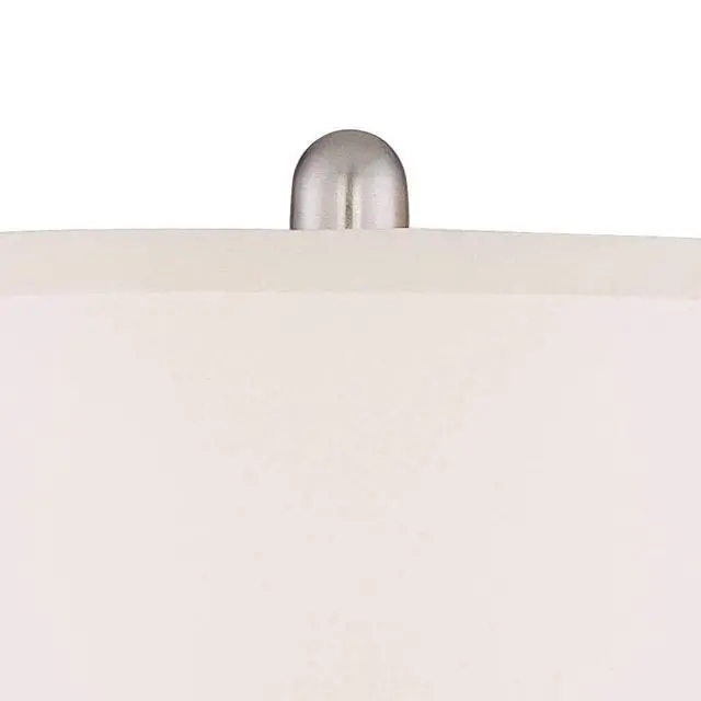 Alt view image 3 of 6 - Blair Traditional 3-Way Table Lamps 25" Tall Set of 2 with Dimmers Brushed Nickel Metal Candlestick White Fabric Drum Shade for Bedroom Living Room House Bedside
