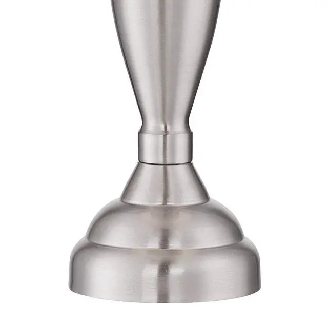 Alt view image 5 of 6 - Blair Traditional 3-Way Table Lamps 25" Tall Set of 2 with Dimmers Brushed Nickel Metal Candlestick White Fabric Drum Shade for Bedroom Living Room House Bedside