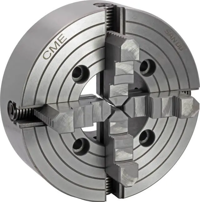 Main image of CME 10" 4-Jaw Independent Lathe Chuck, Plain (Flat) Back, Reversible Jaws