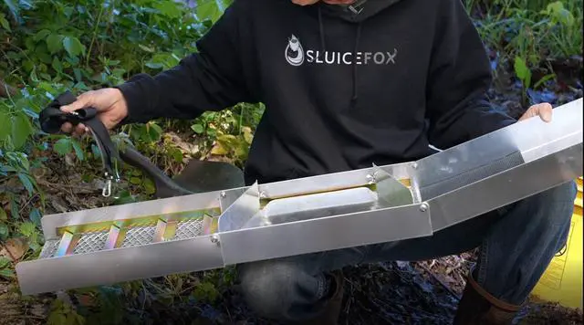 Alt view image 6 of 6 - Complete Gold Mining Kit; Folding 50 inch Gold Sluice Box; Gold Prospecting Equipment; Rock Pick Hammer; Gold Classifiers; Pay Dirt Scoop; Crevice Tools and More Gold Mining