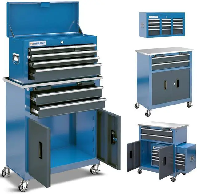 Main image of 8-Drawer Rolling Tool Chest with Wheels and Door,Tool Box with Sliding Drawer,Stainless Steel Countertop Tool Chest,can Form Large Workbench,for Garage Workship