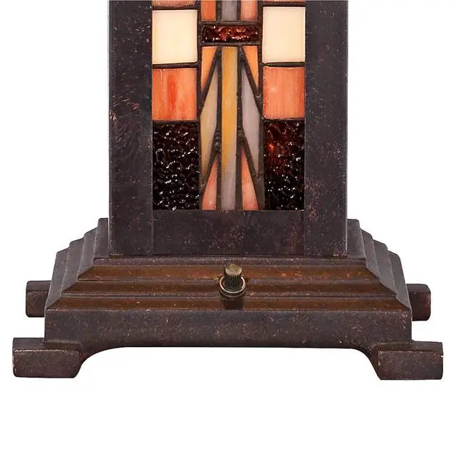 Alt view image 5 of 6 - Alfred Mission Tiffany Style Table Lamp with Nightlight 26" High Bronze Metal Antique Stained Glass Shade Cottage Core Decor for Living Room Bedroom House (Color May Vary)