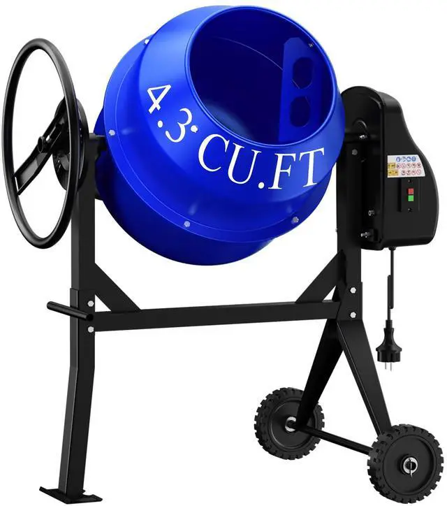 Main image of 4.3 Cu.Ft. Concrete Mixer Machine, 450W 3/5HP Electric Cement Mixer Machine with Wheel and Stand, Portable Concrete Mixer for Stucco, Mortar, Feed -Blue