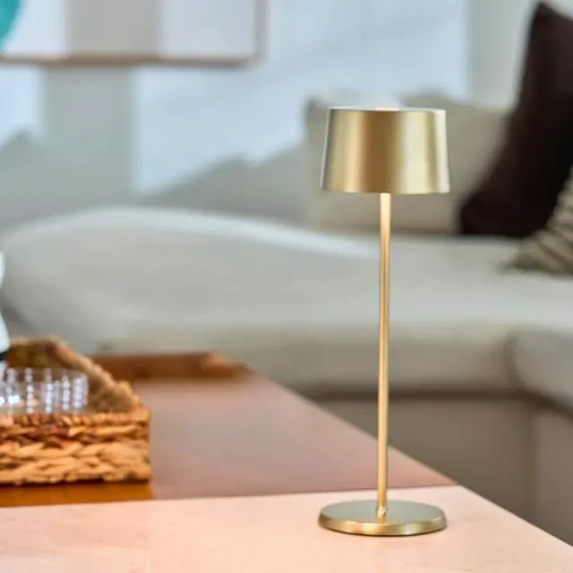 Alt view image 2 of 5 - Olivia Pro Lamp, Rechargeable Cordless Table Lamp with Touch Control, Suitable for Indoor, Dimmer, 2700-3000 K, Height 14 Inches, Satin Brass Color