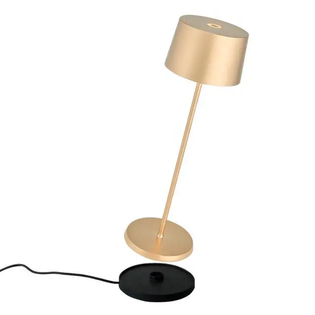 Alt view image 4 of 5 - Olivia Pro Lamp, Rechargeable Cordless Table Lamp with Touch Control, Suitable for Indoor, Dimmer, 2700-3000 K, Height 14 Inches, Satin Brass Color