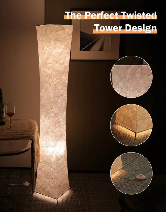 Alt view image 6 of 6 - LEONC RGB+CCT Floor Lamp with Remote, 1800lm LED Tuya Smart 9W×2 Bulbs, 65" Smart Modern Floor Lamp with Alexa, Music Sync and 16 Million Colors, Color Changing Standing Lamp for Bedroom Living Room
