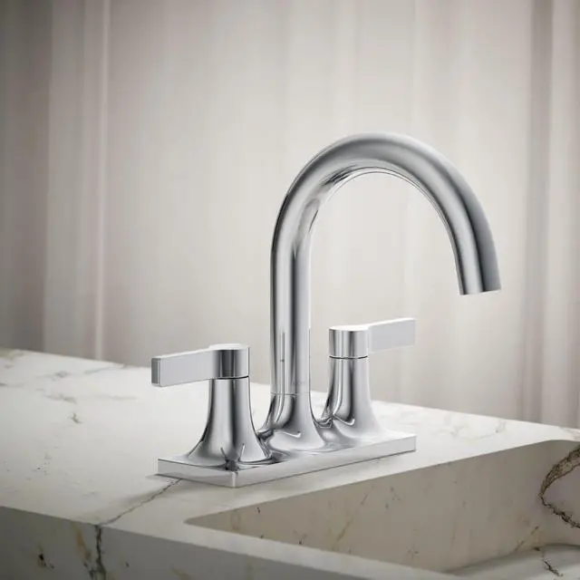 Alt view image 2 of 6 - K-28124-4-CP Venza® Centerset Bathroom Sink Faucet, 3-Hole, 1.2 GPM, Easy Installation, Corrosion Resistant, Polished Chrome