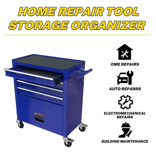 Alt view image 5 of 6 - 233PCS 4 Drawers Rolling Tool Box with Tool Sets, Heavy Duty Steel Garage Storage Cabinet with Lockable Wheels, Mechanic Organizer for Home, Auto, Workshop, Warehouse, Blue