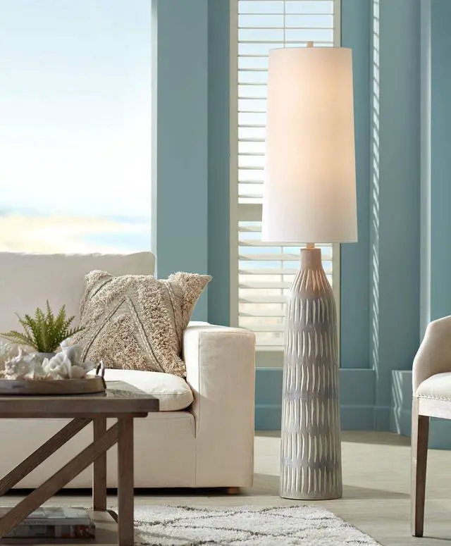 Alt view image 2 of 6 - Stonewall 66.5" Hand Carved Resin Floor Lamp in Natural