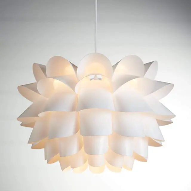 Main image of White Flower Hanging Pendant Lighting Fixture 19 1/2" Wide Modern Blooming Curved Petals for Dining Room Living House Home Foyer Kitchen Island Entryway Bedroom High Ceilings