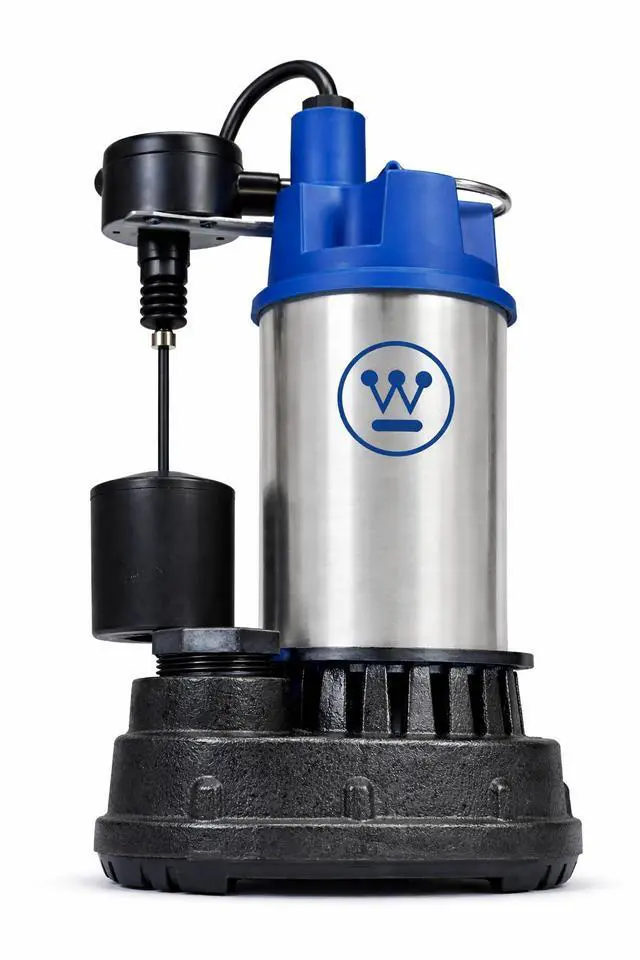 Alt view image 4 of 6 - 3/4 HP Submersible Cast Iron and Stainless Steel Sump Pump with Integrated Vertical Float Switch - 6,000 Gallons Per Hour - Heavy Duty Basement Sump Pump