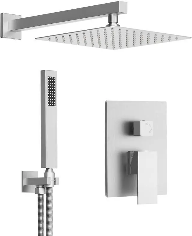 Main image of 10 Inch Shower Faucet Set, High Pressure Rainfall Shower Head and Handheld Sprayer Combo, Brushed Nickel