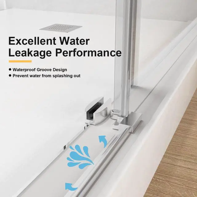 Alt view image 4 of 6 - Frameless Shower Door 56-60" W x 76" H, Bathroom Sliding Glass Shower Door with 5/16" (8mm) Clear SGCC Tempered Glass Stainless Steel Hardware for Walk-in Shower