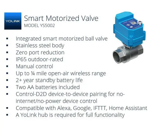 Alt view image 2 of 6 - LoRa Smart Water Leak Protection System, Including 1/2" Commercial Grade Smart Motorized Stainless Steel Valve, (3) Water Leak Sensors, Hub: Up to 1/4-Mile Range, IFTTT, Alexa, Home Assistant