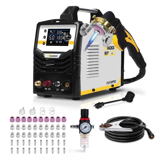 Main image of SSIMDER Plasma Cutter with 55Pcs Cutting Consumables 110V/220V 50 Amp Non-Touch Pilot Arc Plasma Cutter Machine 3/4 inch Max Cut 2T/4T Supported for Repair Metal Fabrication Beginner DIY