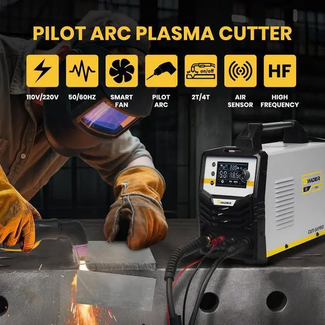 Alt view image 3 of 6 - SSIMDER Plasma Cutter with 55Pcs Cutting Consumables 110V/220V 50 Amp Non-Touch Pilot Arc Plasma Cutter Machine 3/4 inch Max Cut 2T/4T Supported for Repair Metal Fabrication Beginner DIY
