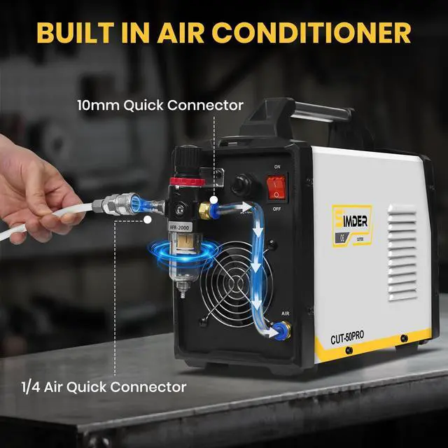 Alt view image 5 of 6 - SSIMDER Plasma Cutter with 55Pcs Cutting Consumables 110V/220V 50 Amp Non-Touch Pilot Arc Plasma Cutter Machine 3/4 inch Max Cut 2T/4T Supported for Repair Metal Fabrication Beginner DIY