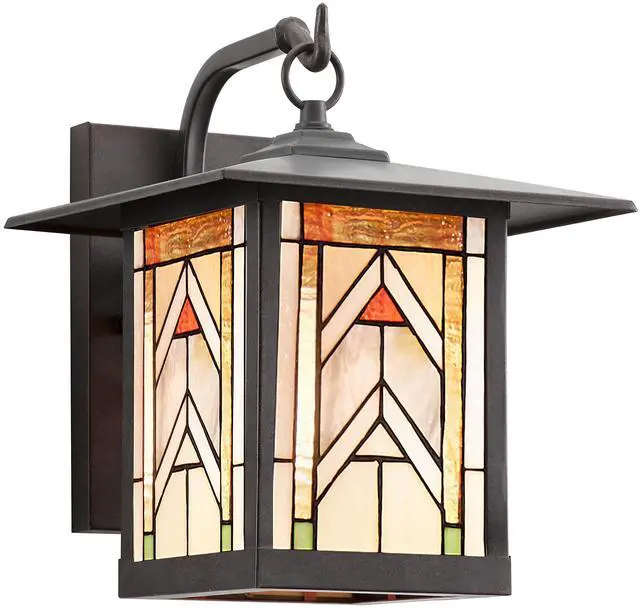 Main image of Stained Glass Outdoor Light Fixture - 11.75" H - Mission Style Porch Light - Niki