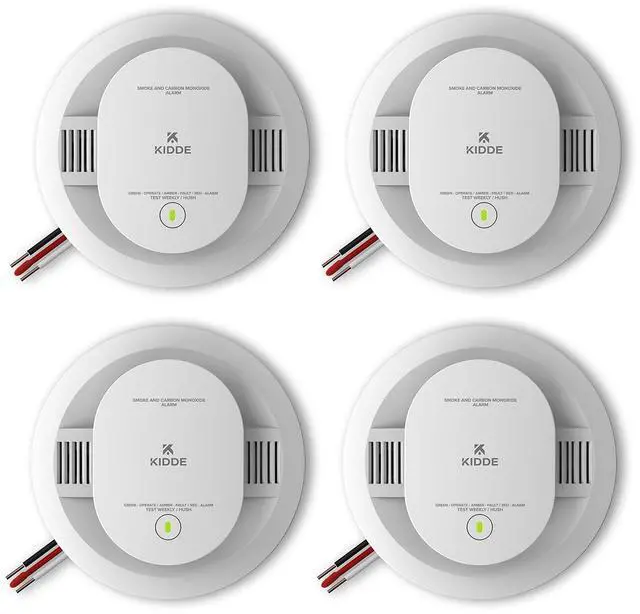 Main image of Hardwired Smoke & Carbon Monoxide Detector, AA Battery Backup, Interconnectable, LED Warning Light Indicators, 4 Pack