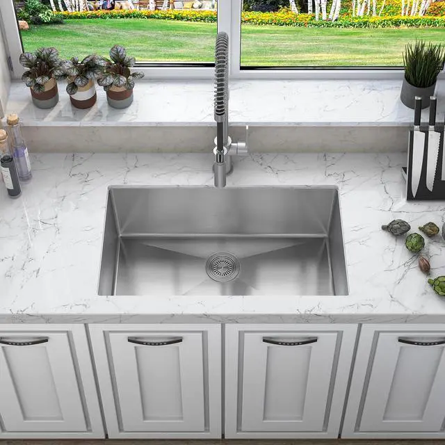 Main image of HU3018S 30" x 18" x 10" Undermount Single Bowl Kitchen Sink with 18 Gauge 304 Stainless Steel Satin Finish