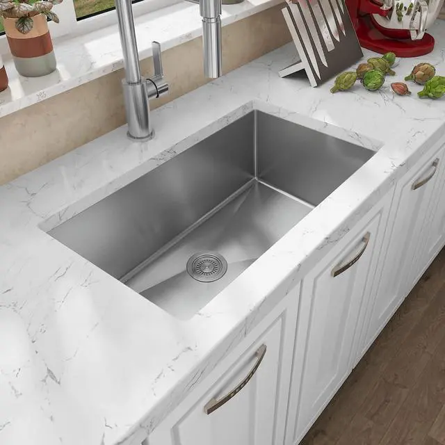 Alt view image 2 of 6 - HU3018S 30" x 18" x 10" Undermount Single Bowl Kitchen Sink with 18 Gauge 304 Stainless Steel Satin Finish
