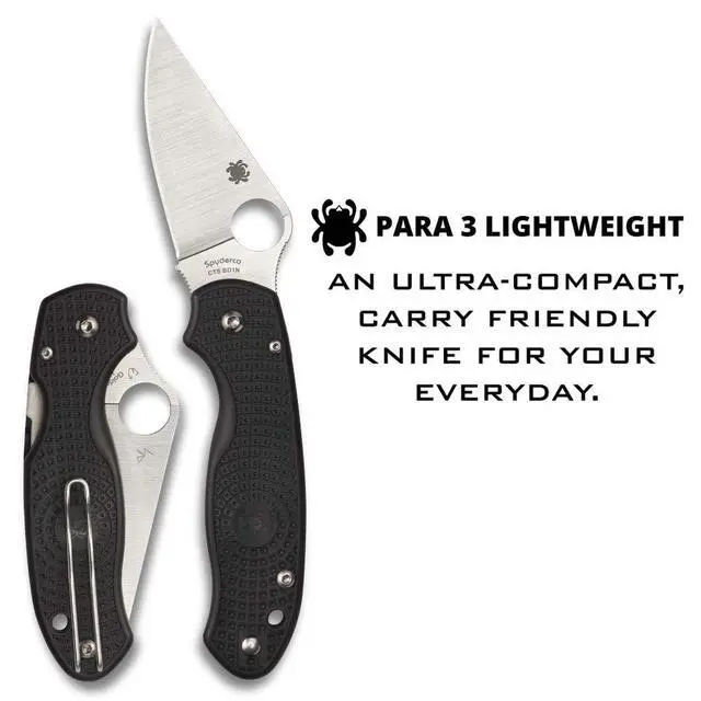 Alt view image 2 of 6 - Para 3 Lightweight Folding Pocket Knife with 2" CTS BD1N Steel Blade and FRN Handle - EDC Knife for Men and Women, Perfect for Hunting, Tactical, Camping, Survival - PlainEdge - C223PBK