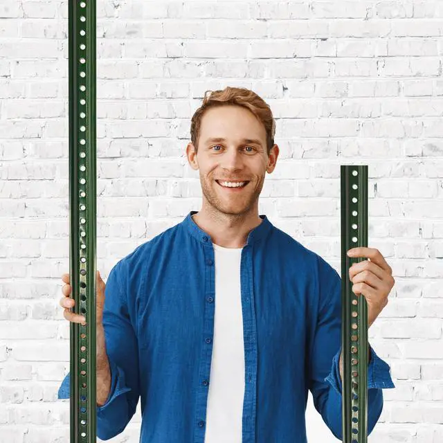 Alt view image 4 of 6 - U Channel Sign Post, 8 Feet Tall 1.12 LBS Steel per foot, Medium Weight Slim Post, Baked on Green Enamel (Pack of 4)