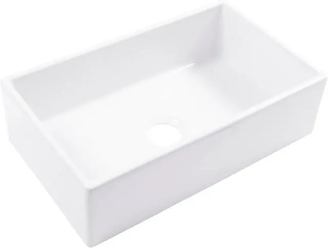 Main image of Turner Fireclay Farmhouse Apron Front Kitchen Sink, White, Handcrafted with SureFire Chip-Resistant Glaze, Everyday Promise