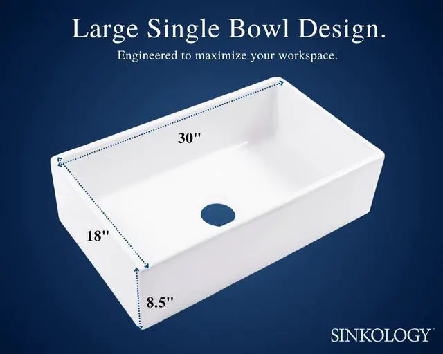 Alt view image 3 of 6 - Turner Fireclay Farmhouse Apron Front Kitchen Sink, White, Handcrafted with SureFire Chip-Resistant Glaze, Everyday Promise