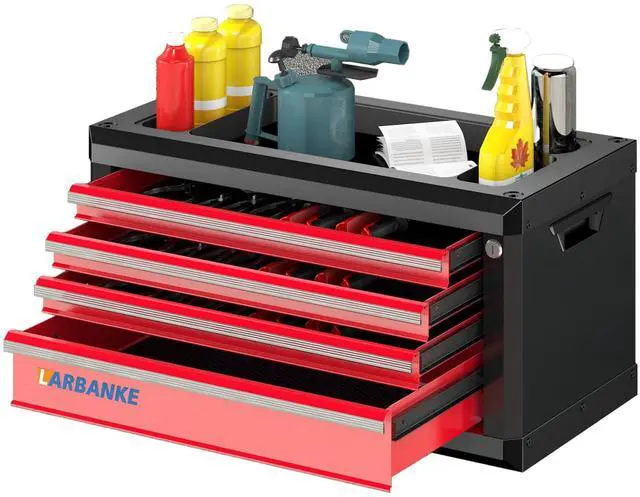 Main image of 4-Drawer Tool Box, Portable Tool Box with Lock&Keys,Toolbox with Waterproof and Rust-resistant Countertop,Anti-collision Corner,Special Connection Rods for Stacking with 5/7-Drawer Tool Chest