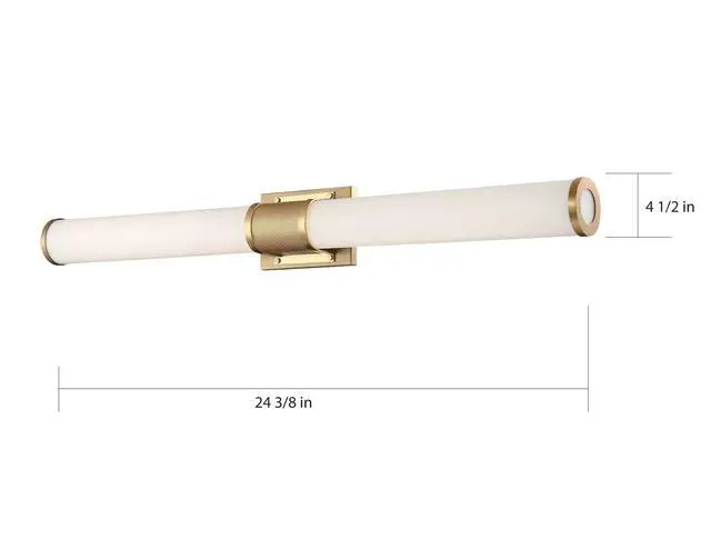 Alt view image 4 of 4 - 62/1603 Caper LED Vanity, Brushed Brass with Frosted Lens, Gold
