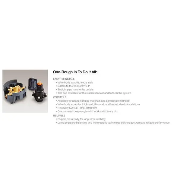 Alt view image 4 of 5 - Rite-Temp Thermostatic Valve Body And Cartridge Kit With Loose Service Stops
