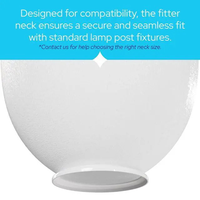 Alt view image 6 of 6 - Acorn Globe Lamp Outdoor Light Cover Replacement | White Polycarbonate Shade with 8"OD Fitter Neck | 26.88"H x 16.6"W Diffuser | 88266-WH-8F Plastic Outdoor Globe Light Cover | Made in USA