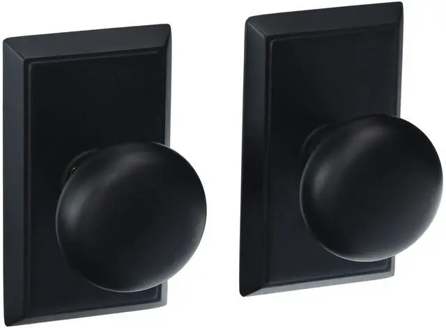 Main image of Providence Door Set with Round Brass Knobs Double Dummy in Matte Black. Doorsets