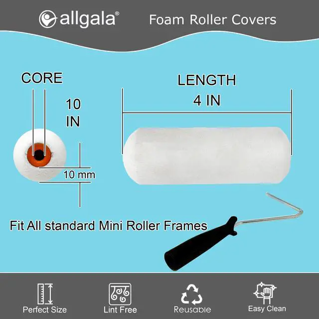 Alt view image 2 of 5 - Foam Paint Roller, 144 Pack 4 inch Shedless High Density Foam Mini Paint Roller Cover for Trim Wall Funiture Doors Cabinets, Cupboards