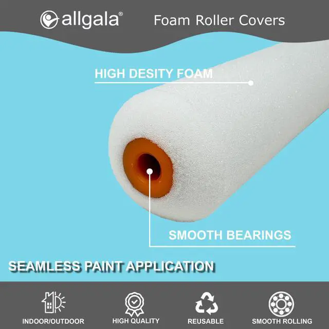 Alt view image 4 of 5 - Foam Paint Roller, 144 Pack 4 inch Shedless High Density Foam Mini Paint Roller Cover for Trim Wall Funiture Doors Cabinets, Cupboards