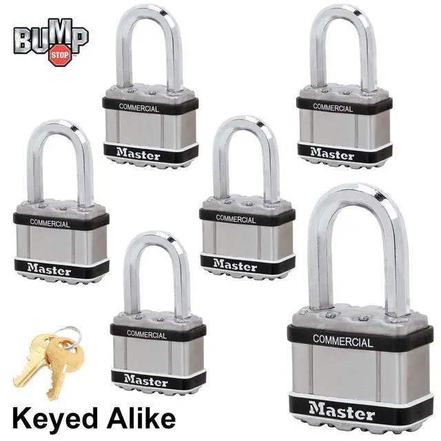 Alt view image 2 of 3 - Magnum Padlocks - 2" W x 1-1/2"L Shackle, Six (6) Keyed Alike Locks w/ 12 Keys, M5NKALFSTS-6 w/BumpStop Technology