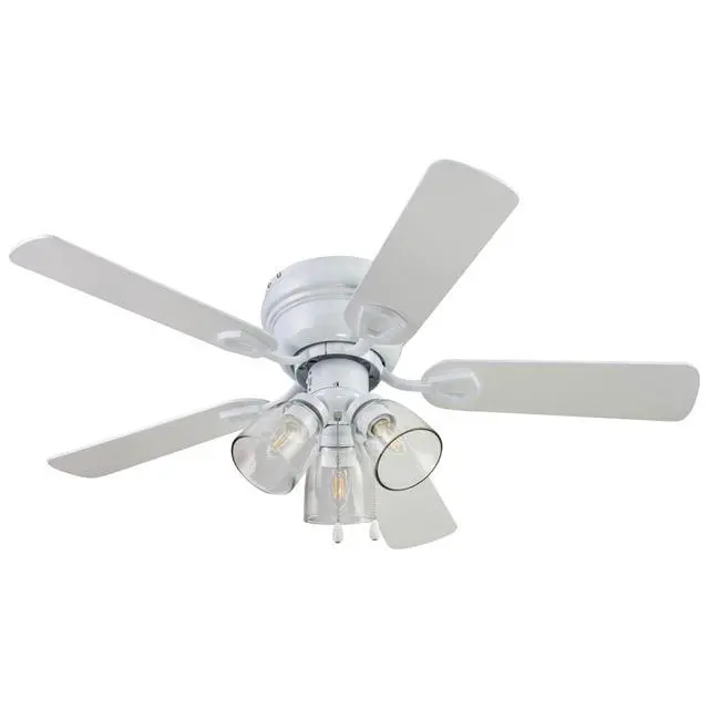 Main image of Ceiling 52" Renton Brushed Nickel Indoor Fan with Clear 3 Light LED Multi Arm E26/B11 Bulb and Pull-Chains, Traditional Style, 5 Reversible Gray Oak/Walnut Blades, 51440, 52 Inch