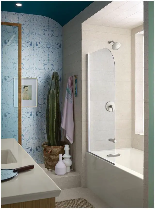 Alt view image 5 of 6 - K-TS97074-4G-CP Pitch Bath and Shower Trim Kit, Single-Function Showerhead, Diverter Bath Spout and Faceplace with Handle, 1.75 GPM, Polished Chrome