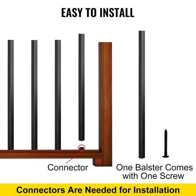 Alt view image 2 of 6 - Deck Balusters, 26"x0.75" Metal Deck Spindles, 101 Pack Staircase Baluster with Screws, Aluminum Alloy Deck Railing for Wood and Composite Deck, Square Baluster for Outdoor Stair Deck Porch