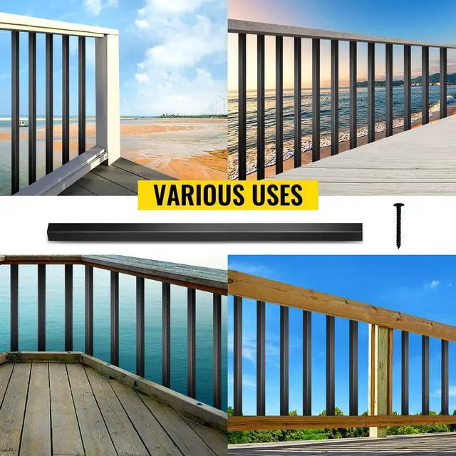 Alt view image 3 of 6 - Deck Balusters, 26"x0.75" Metal Deck Spindles, 101 Pack Staircase Baluster with Screws, Aluminum Alloy Deck Railing for Wood and Composite Deck, Square Baluster for Outdoor Stair Deck Porch