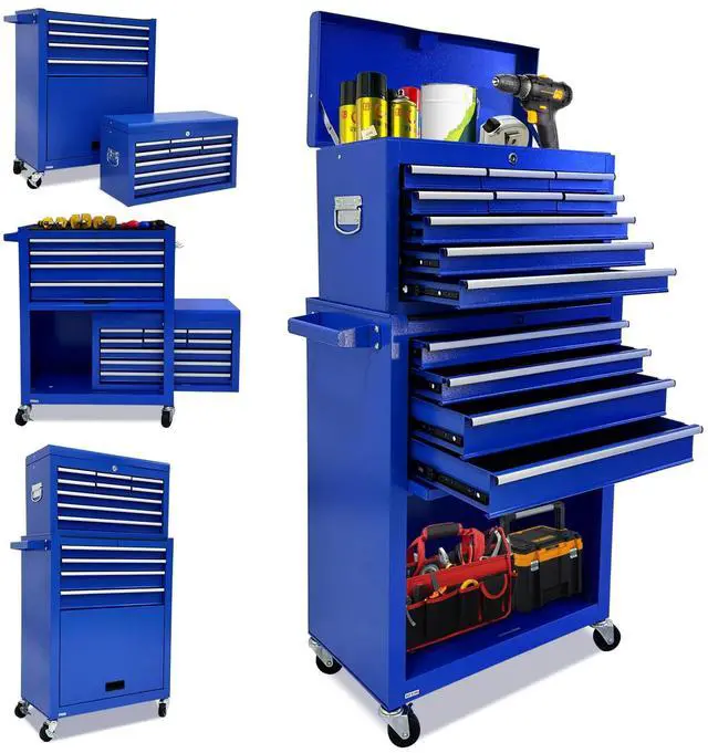 Main image of Rolling Tool Chest,13-Drawer Tool Box Organizer with Wheels,Large Tool Storage Cabinet with Sliding Drawers,High Capacity Tool Chest with Locking System (Blue)