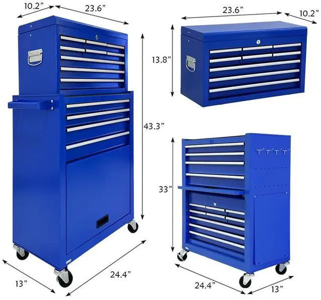 Alt view image 3 of 6 - Rolling Tool Chest,13-Drawer Tool Box Organizer with Wheels,Large Tool Storage Cabinet with Sliding Drawers,High Capacity Tool Chest with Locking System (Blue)