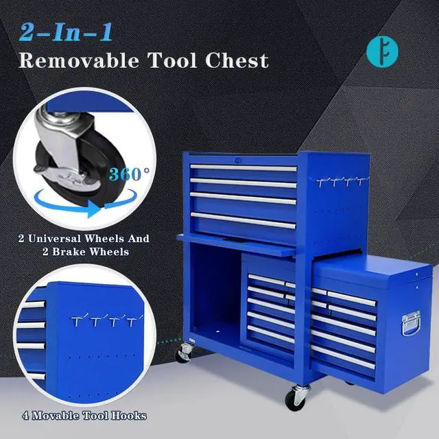 Alt view image 5 of 6 - Rolling Tool Chest,13-Drawer Tool Box Organizer with Wheels,Large Tool Storage Cabinet with Sliding Drawers,High Capacity Tool Chest with Locking System (Blue)
