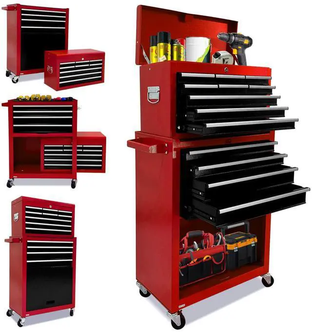 Main image of 13-drawer Rolling Tool Chest, ToolBox Organizer with Wheels,Large Tool Storage Cabinet with Sliding Drawers,High Capacity Tool box with Locking System (Red&Black)