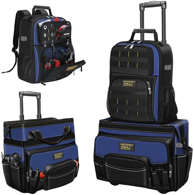 Main image of Rolling Tool Bag,21" Tool Bag with Wheels & 18" Tool Backpack,Waterproof Portable Toolbag Organizer,Adjustable Telescoping Handle,USB Charging Port,55 Pockets,for Mechanics, Electricians, Plumbers