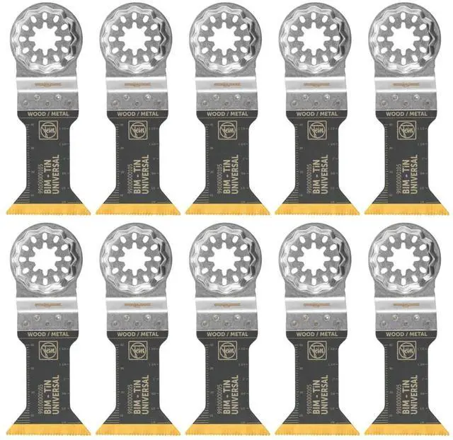 Main image of Starlock E-Cut Universal Titan OMT Multi-Material Saw Blade - Precision Cutting for Wood, Plasterboard & Plastics, Bimetal Titanium Coating, 1-3/4" Width, 2-1/8" Length, 10-Pack - 99100000108